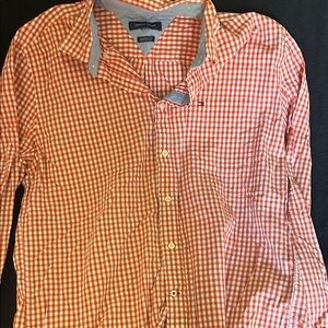 Tommy Hilfiger Orange Checkered Casual Button Down Shirt